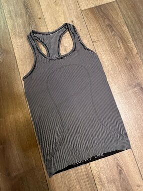 lululemon athletica Black & White Striped Racerback Tank
